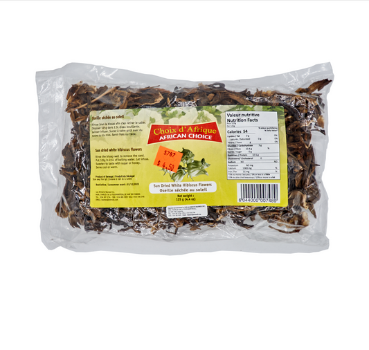 Choix d'Afrique Sun Dried White Hibiscus Flowers/ Oseille sechee au soleil 125g