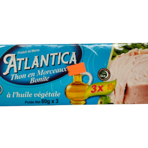 Atlantica Thon en Morceaux Bonite a L'Huile végétale 80g*3